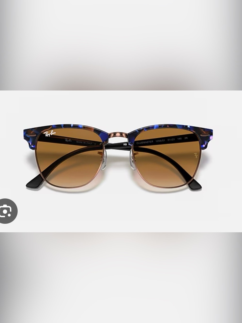 Ray-Ban Clubmaster Sunglasses Blue Tortoise Frame with Brown Gradient Lenses